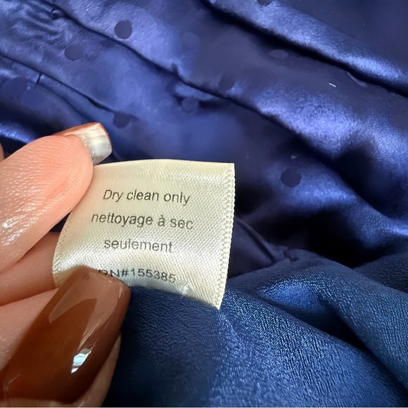 💙 Ronny Kobo Blue Silk Blend Ruched Mini Dress V-Neck Long Sleeve XS - Picture 7 of 9